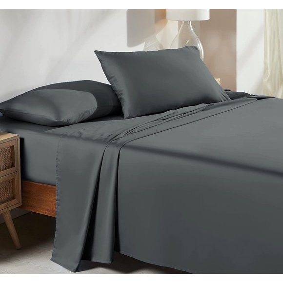 Soft Cooling Sheets 100% Cotton  with Deep Pockets, 4 Piece Bedding Sheets & Pil - Picture 1 of 12